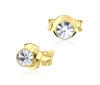 Gold Plated Roundy Stone Silver Stud Earring ST-1103-GP (3.0mm)